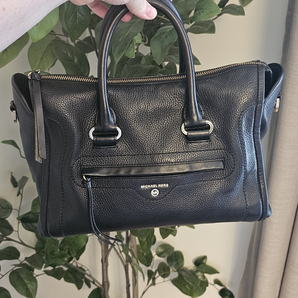 Michael Kors Black Pebbled Leather Satchel - Picture 9 of 9